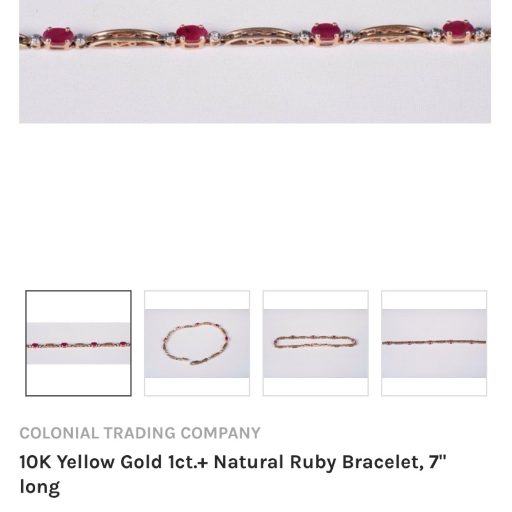 VINTAGE 10k GOLD RUBY & DIAMOND TENNIS BRACELET